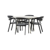 Lina Spisebord Rundt 120 cm + Spalte spisestoler inkl. Puter Venture Design Spisegruppe