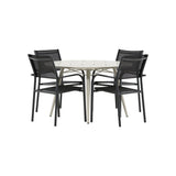 Lina Spisebord Rund 120 cm + Santorini Armstol Venture Design Spisegruppe