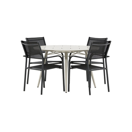 Lina Spisebord Rund 120 cm + Santorini Armstol Venture Design Spisegruppe