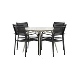 Lina Spisebord Rund 120 cm + Santorini Armstol Venture Design Spisegruppe