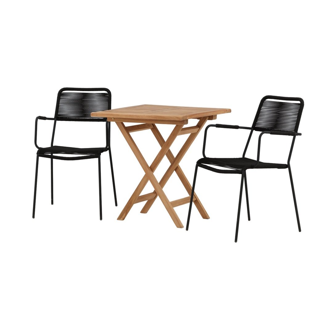 Kenya foldbart bord 70*70cm + Lindos Armstol Venture Design Spisegruppe