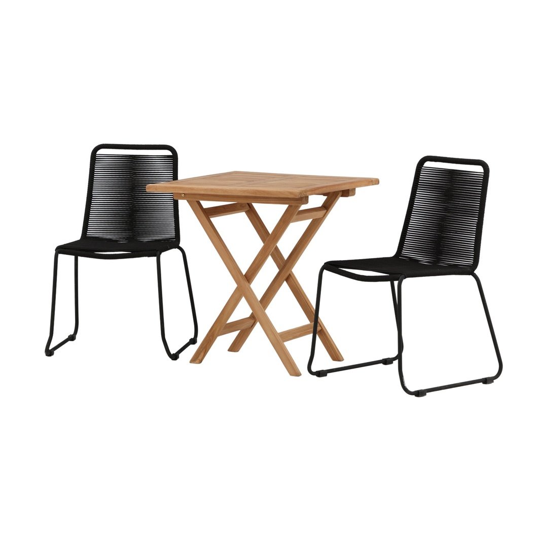 Kenya foldbart bord 70*70cm + Lindos stol Venture Design Spisegruppe