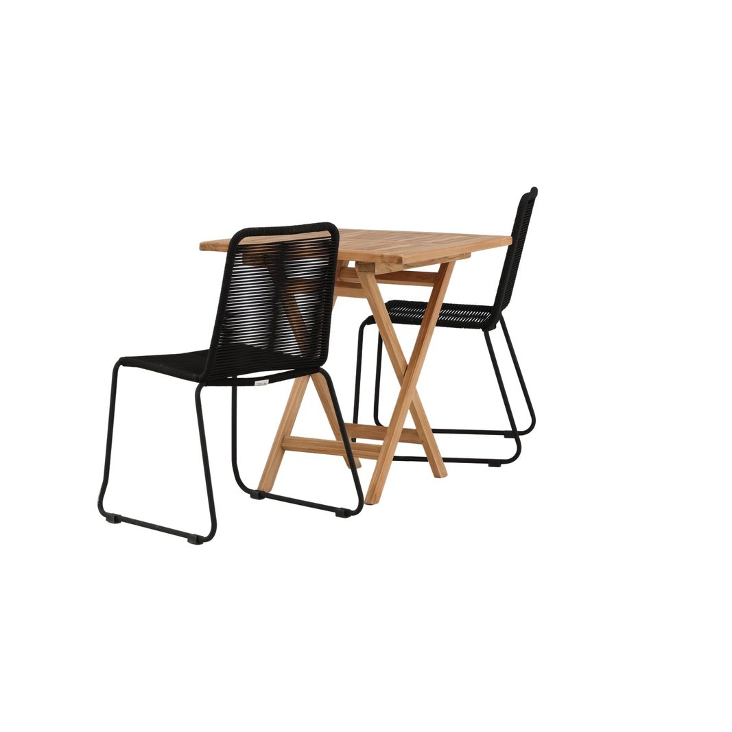 Kenya foldbart bord 70*70cm + Lindos stol Venture Design Spisegruppe