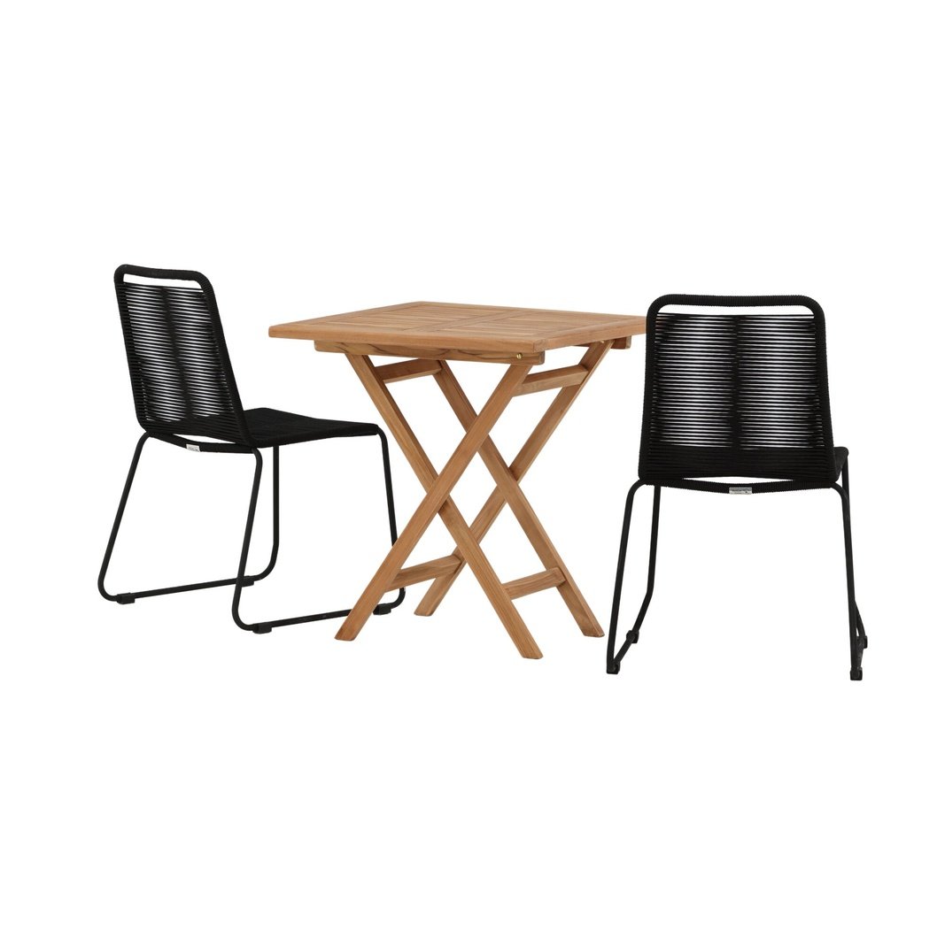Kenya foldbart bord 70*70cm + Lindos stol Venture Design Spisegruppe