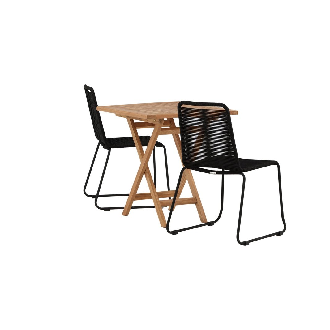 Kenya foldbart bord 70*70cm + Lindos stol Venture Design Spisegruppe