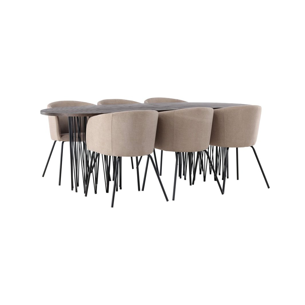 Stone ovalt spisebord + Berit stol Venture Design Spisegruppe