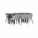 Stone oval spisebord + Velvet spisestoler Venture Design Spisegruppe