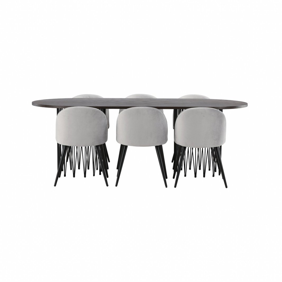 Stone oval spisebord + Velvet spisestoler Venture Design Spisegruppe