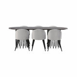 Stone oval spisebord + Velvet spisestoler Venture Design Spisegruppe