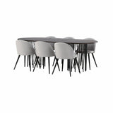 Stone oval spisebord + Velvet spisestoler Venture Design Spisegruppe