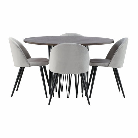 Stone rundt spisebord + Velvet spisestoler Venture Design Spisegruppe