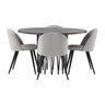 Stone rundt spisebord + Velvet spisestoler Venture Design Spisegruppe