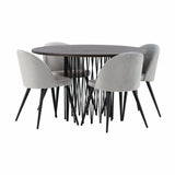 Stone rundt spisebord + Velvet spisestoler Venture Design Spisegruppe