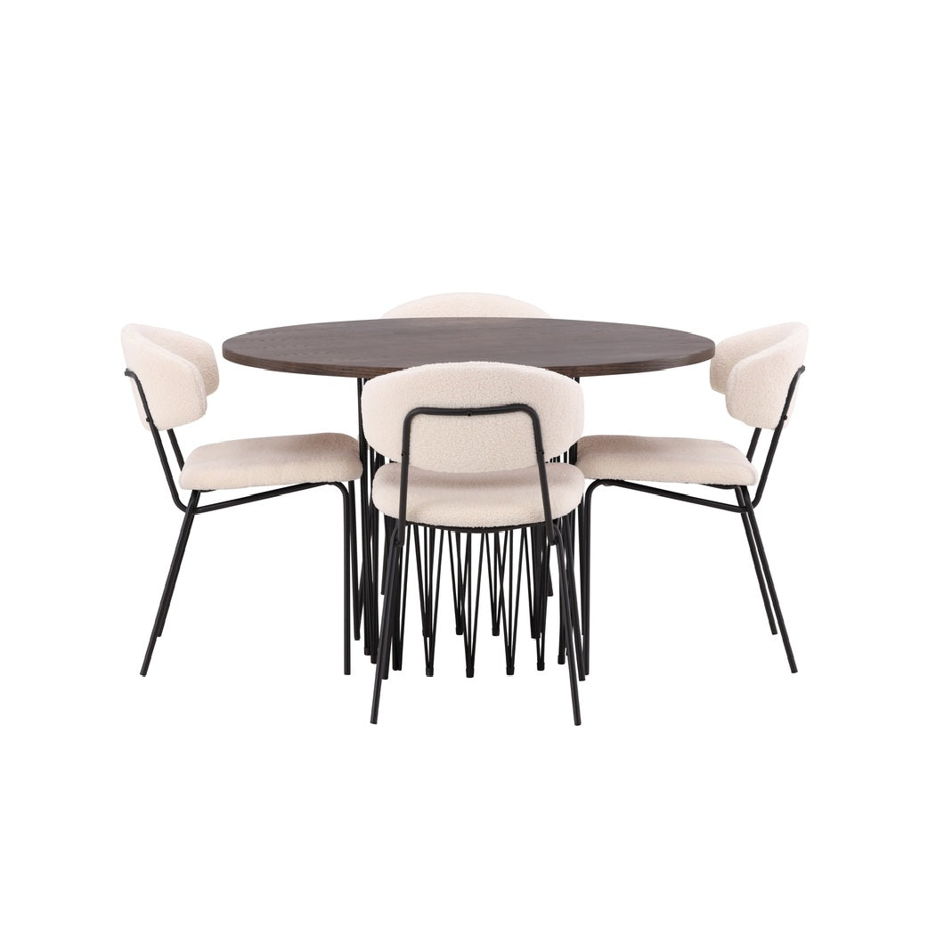 Stone round spisebord + Chico spisestoler Venture Design Spisegruppe