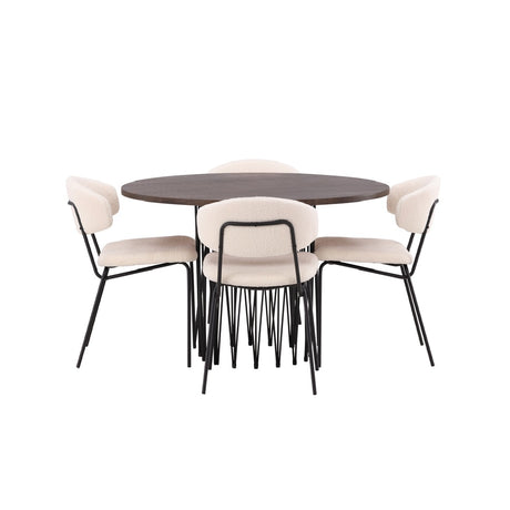 Stone round spisebord + Chico spisestoler Venture Design Spisegruppe