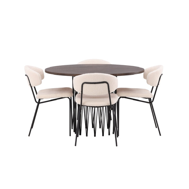 Stone round spisebord + Chico spisestoler Venture Design Spisegruppe