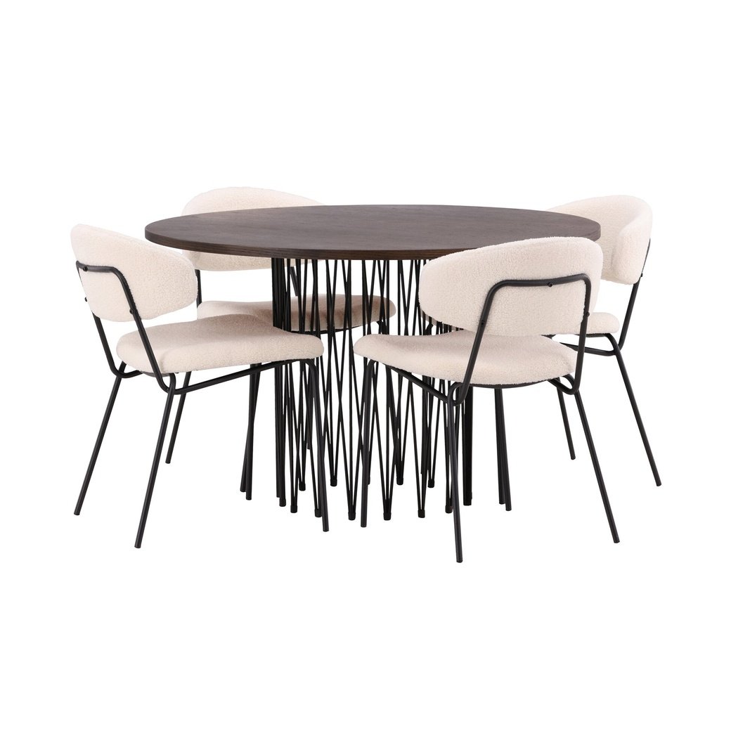 Stone round spisebord + Chico spisestoler Venture Design Spisegruppe
