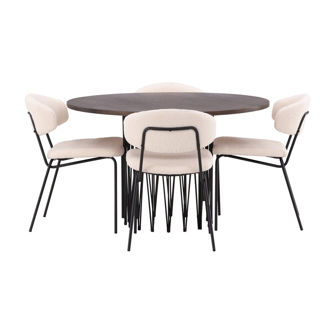 Stone round spisebord + Chico spisestoler Venture Design Spisegruppe