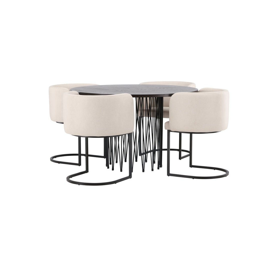 Stone rundt spisebord + Simrishman spisestoler Venture Design Spisegruppe