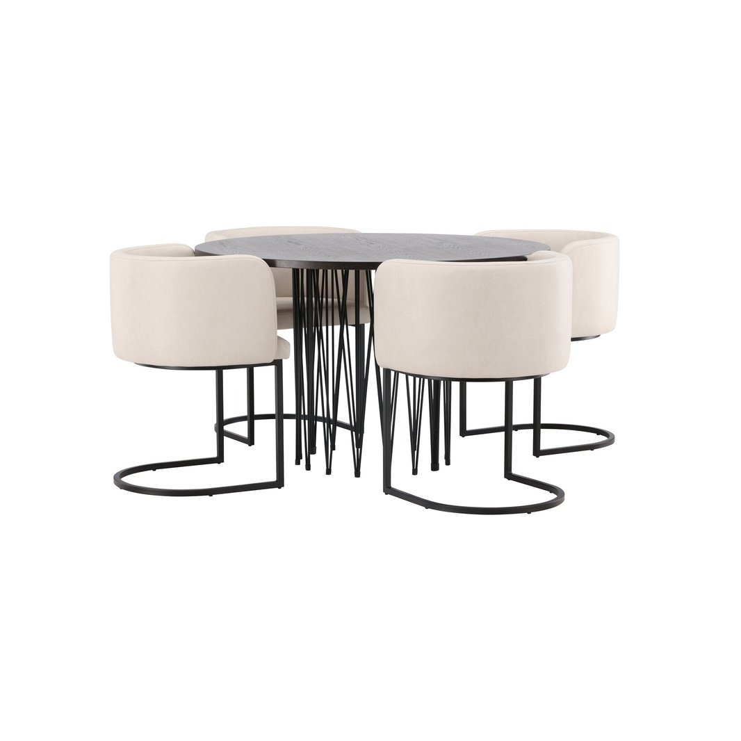 Stone rundt spisebord + Simrishman spisestoler Venture Design Spisegruppe