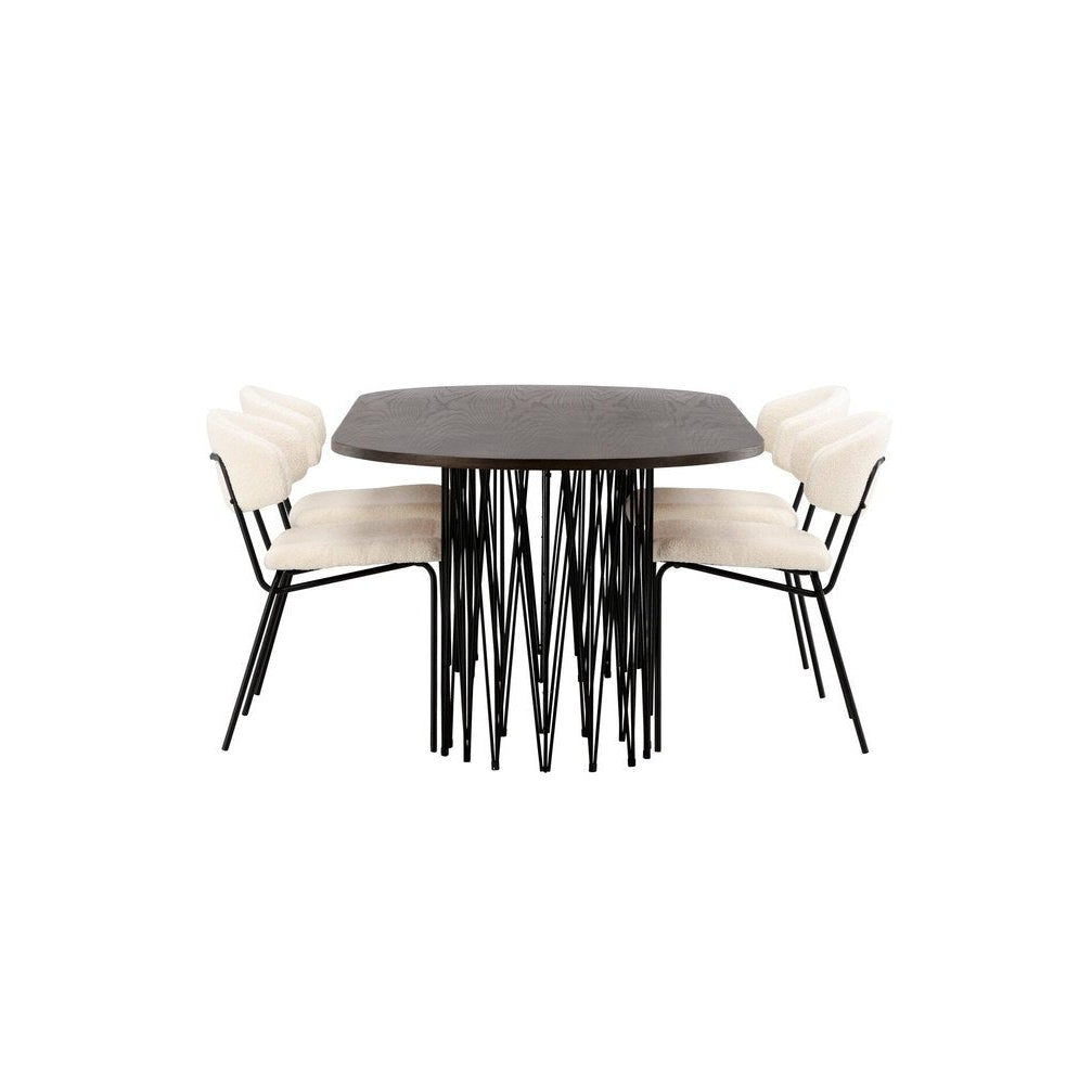 Stone ovalt spisebord + Chico spisestoler Venture Design Spisegruppe