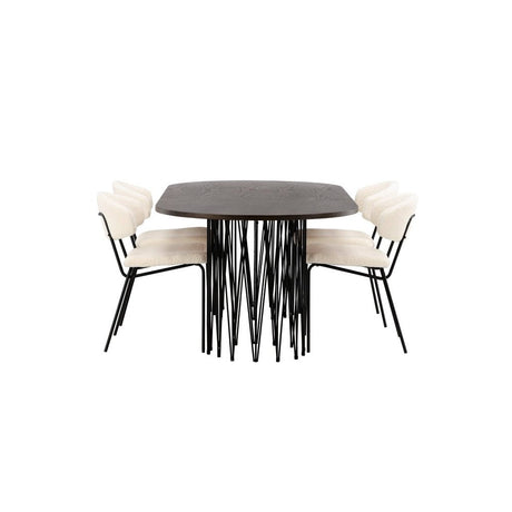 Stone ovalt spisebord + Chico spisestoler Venture Design Spisegruppe