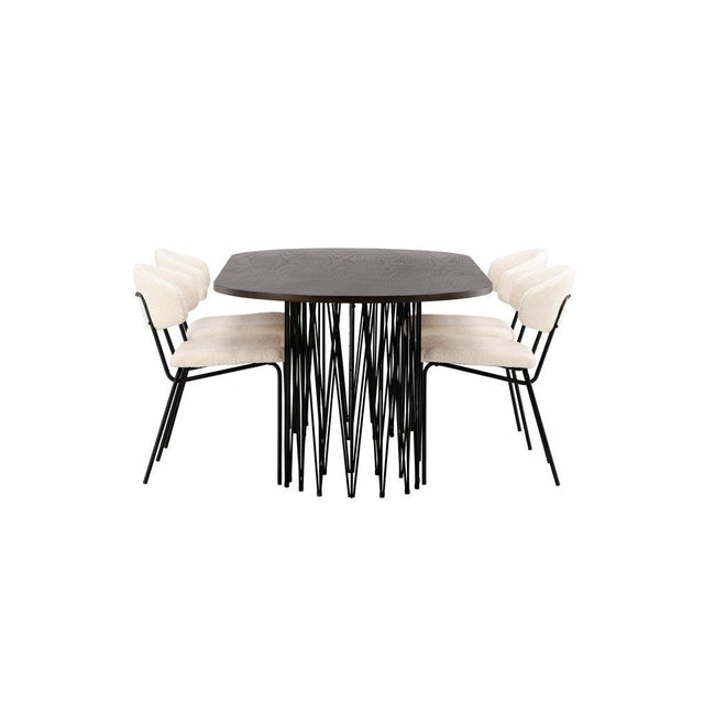 Stone ovalt spisebord + Chico spisestoler Venture Design Spisegruppe