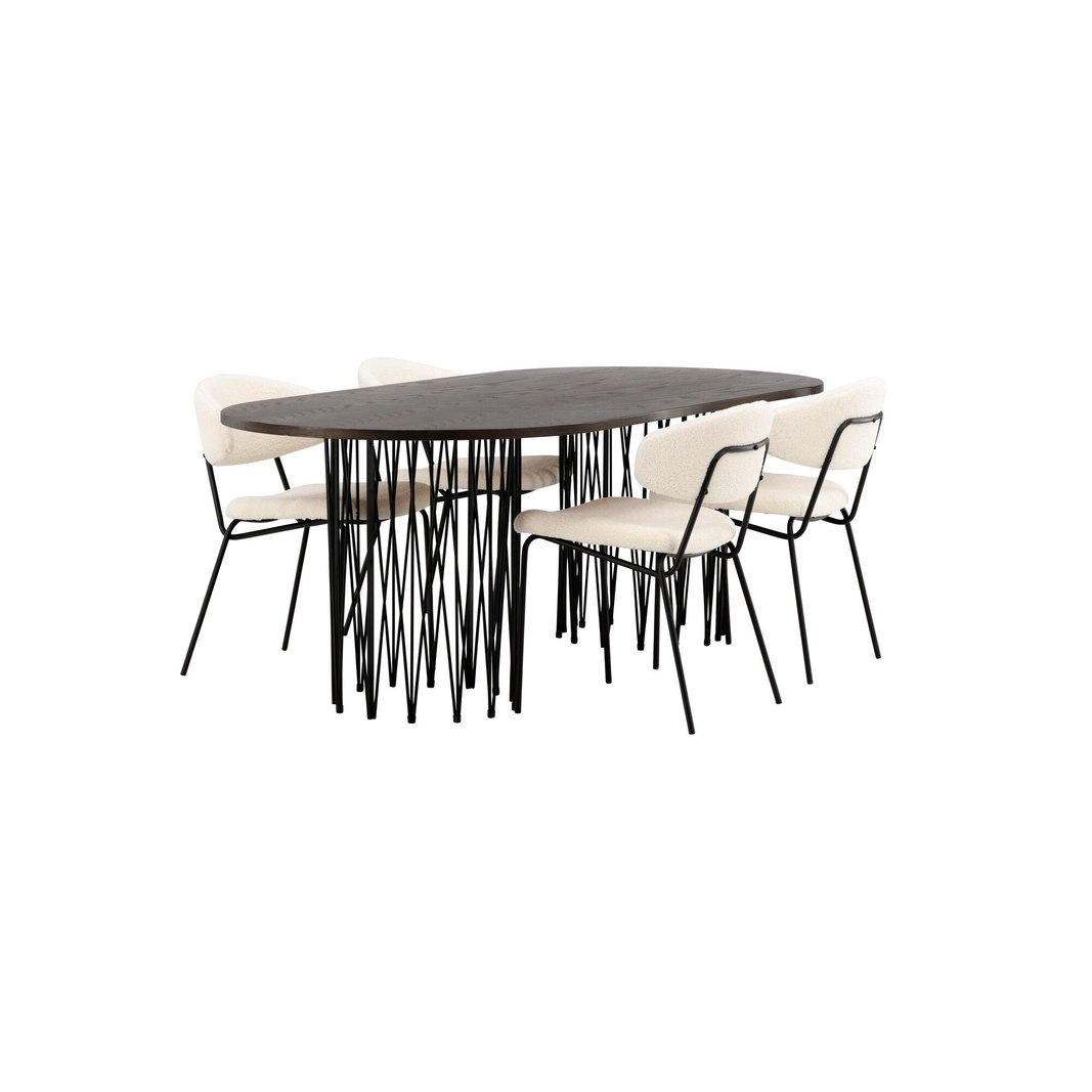 Stone ovalt spisebord + Chico spisestoler Venture Design Spisegruppe