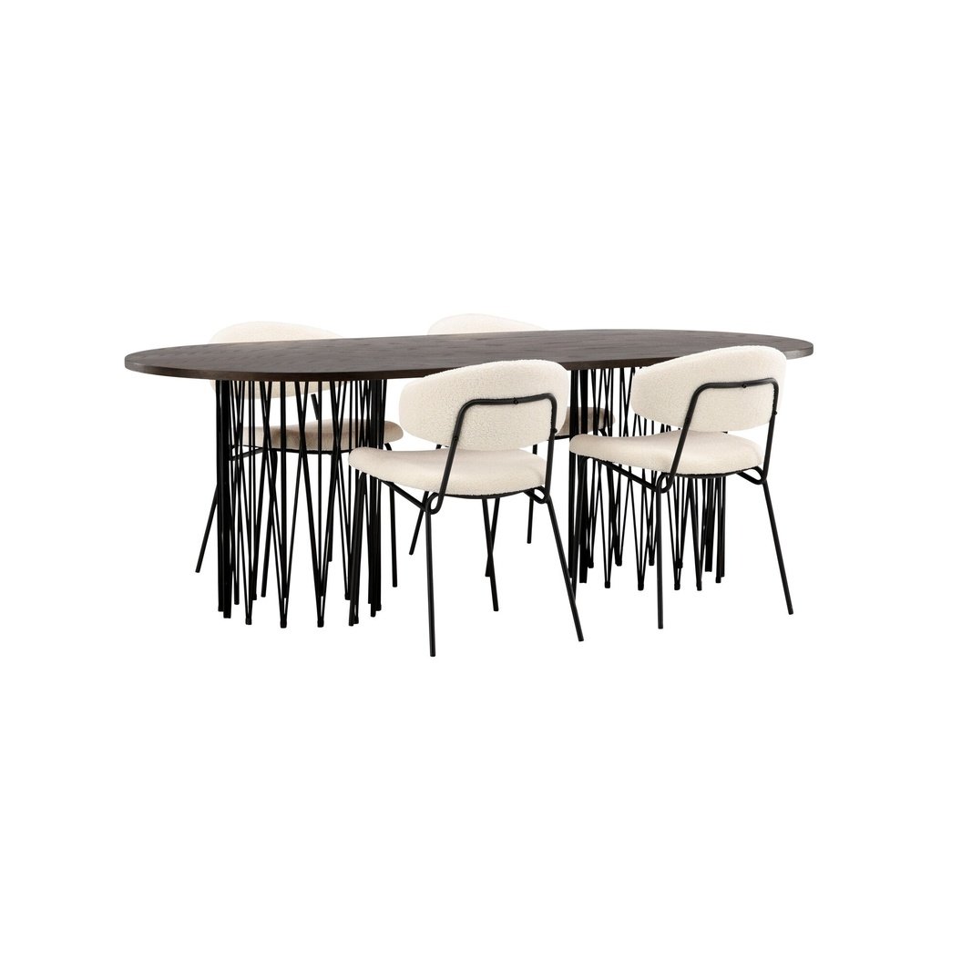 Stone ovalt spisebord + Chico spisestoler Venture Design Spisegruppe
