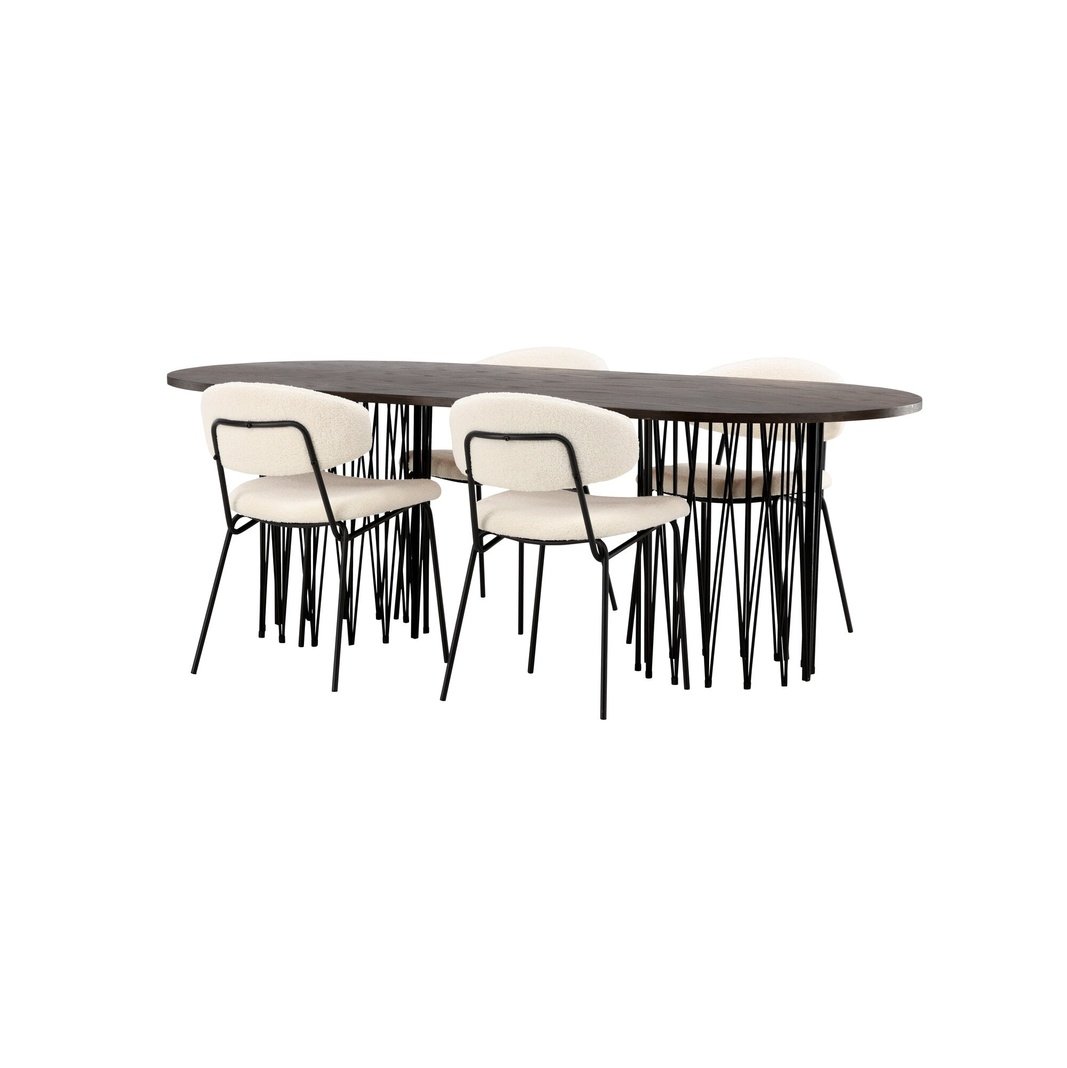 Stone ovalt spisebord + Chico spisestoler Venture Design Spisegruppe