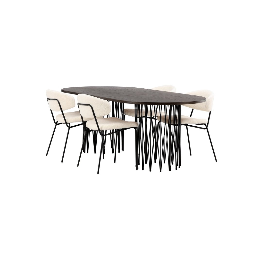 Stone ovalt spisebord + Chico spisestoler Venture Design Spisegruppe