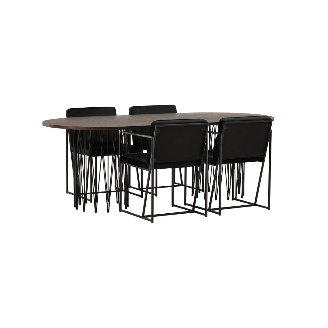 Stone ovalt spisebord + Richmond spisestoler Venture Design Spisegruppe