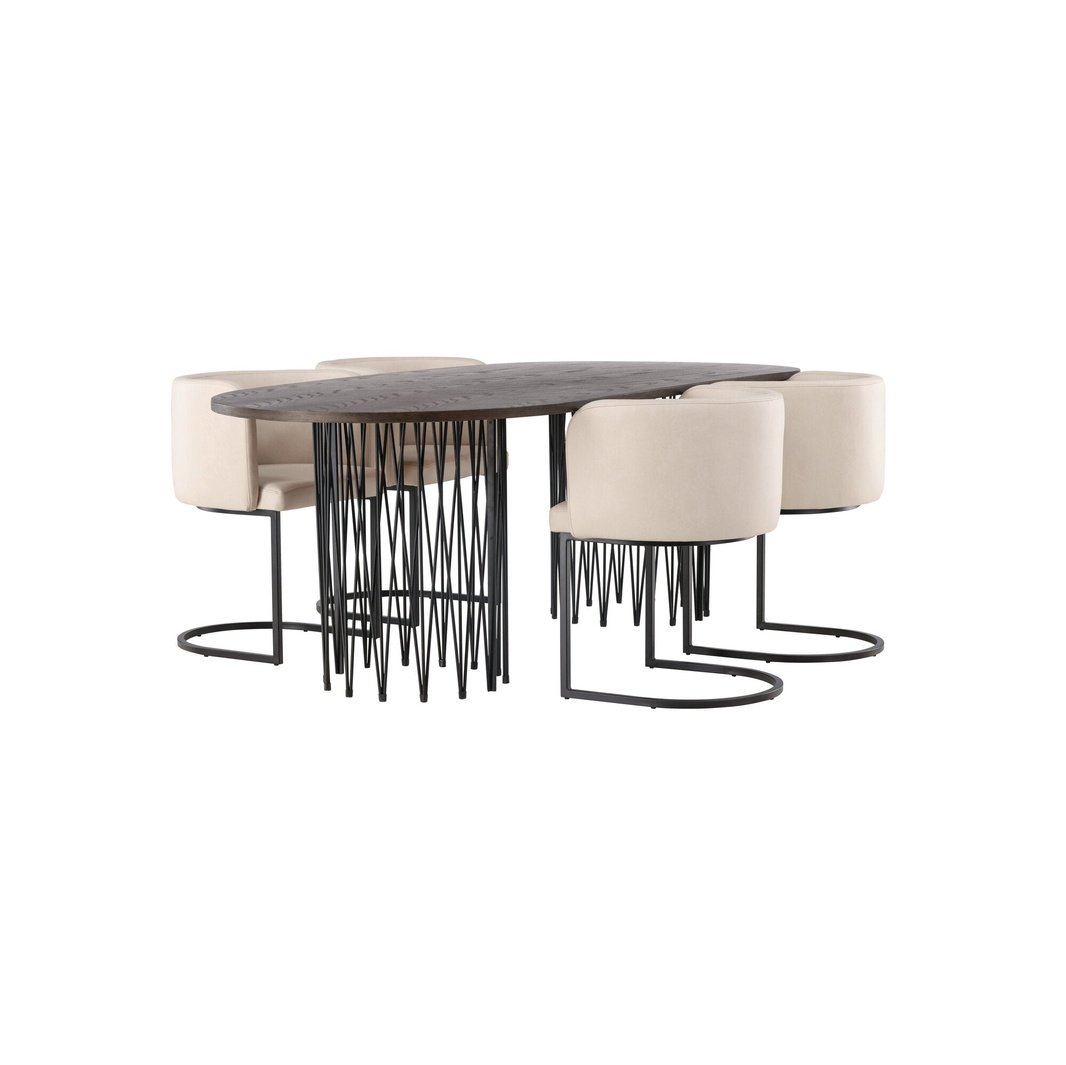 Stone oval spisebord + Simrishman spisestoler Venture Design Spisegruppe