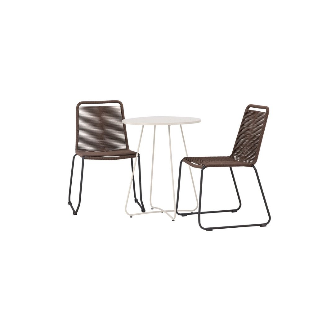Bacong Cafébord + Lindos spisestoler Venture Design Spisegruppe
