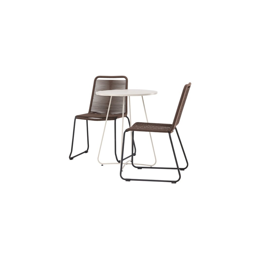 Bacong Cafébord + Lindos spisestoler Venture Design Spisegruppe