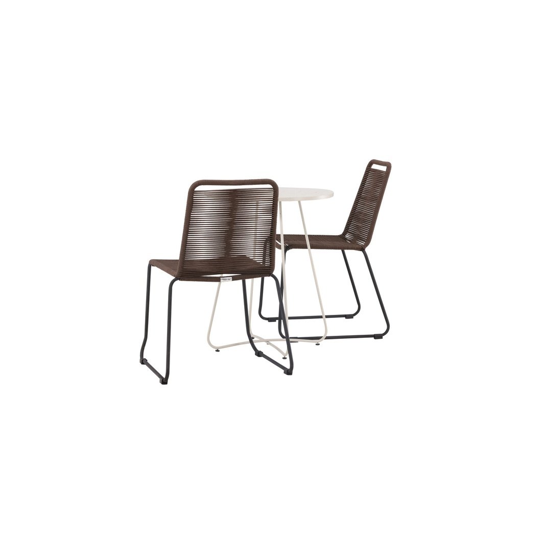 Bacong Cafébord + Lindos spisestoler Venture Design Spisegruppe