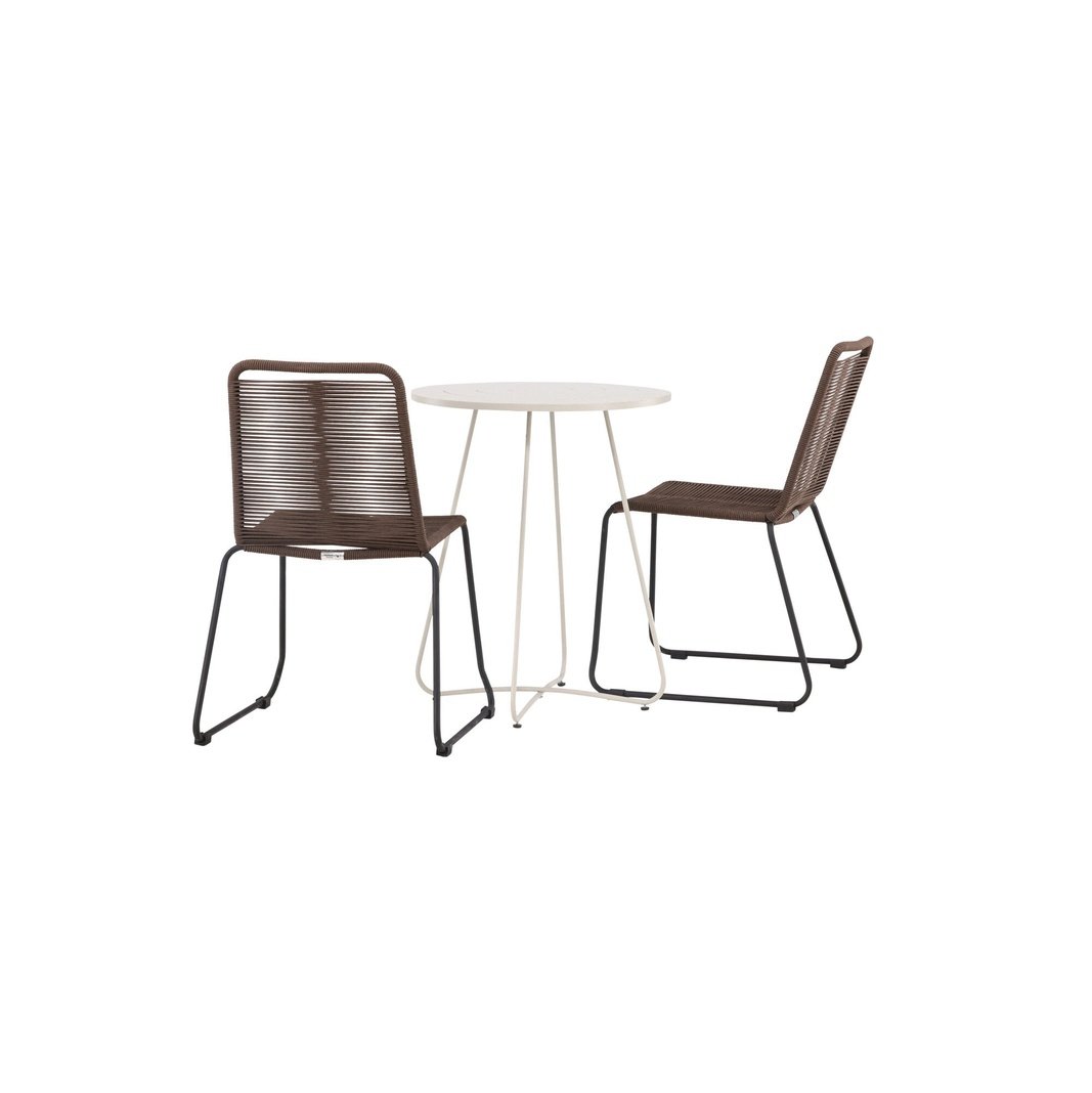 Bacong Cafébord + Lindos spisestoler Venture Design Spisegruppe