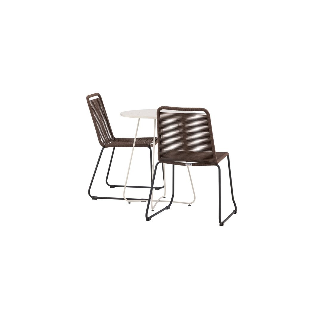 Bacong Cafébord + Lindos spisestoler Venture Design Spisegruppe