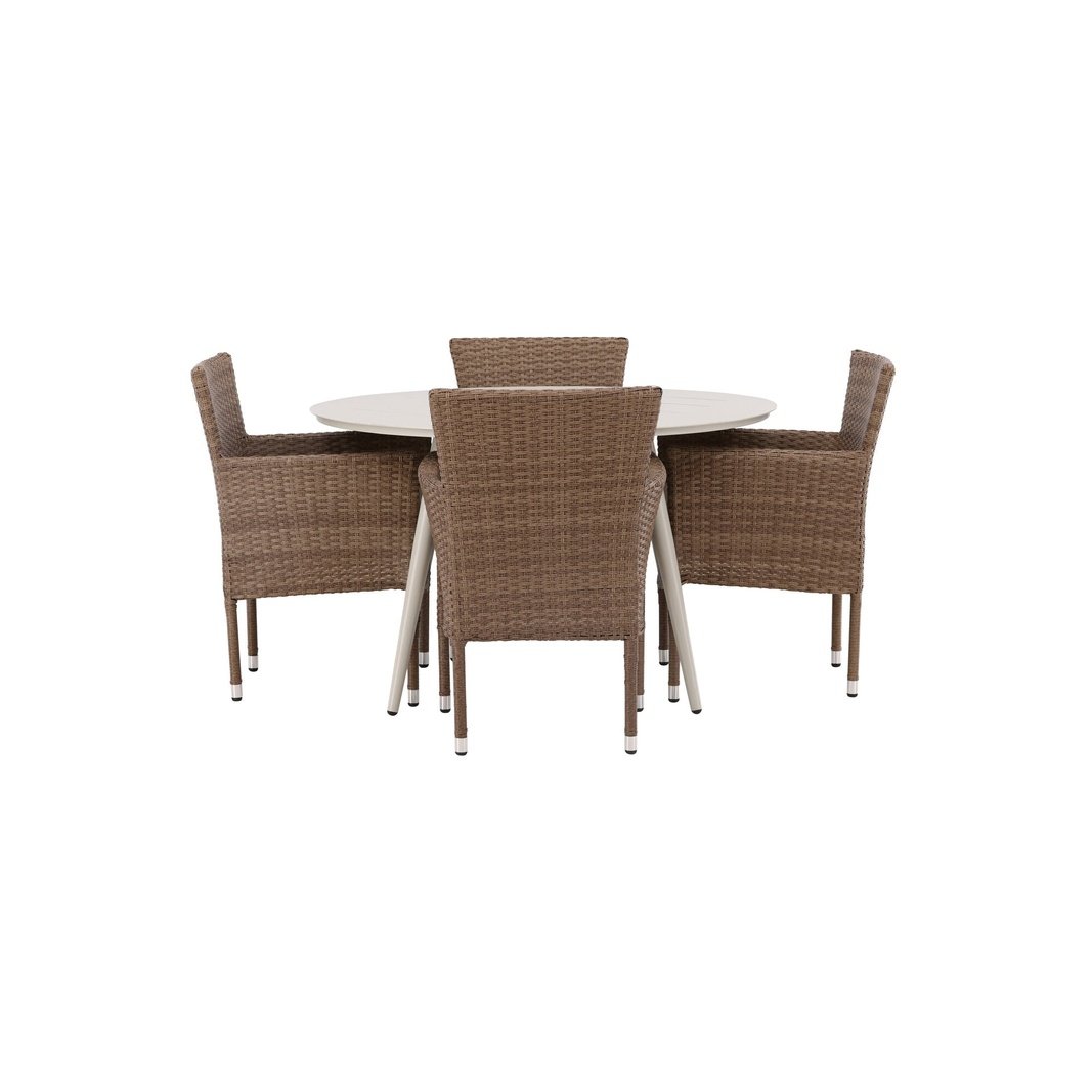 Lina spisebord Rundt120 cm + Malina spisestoler Venture Design Spisegruppe