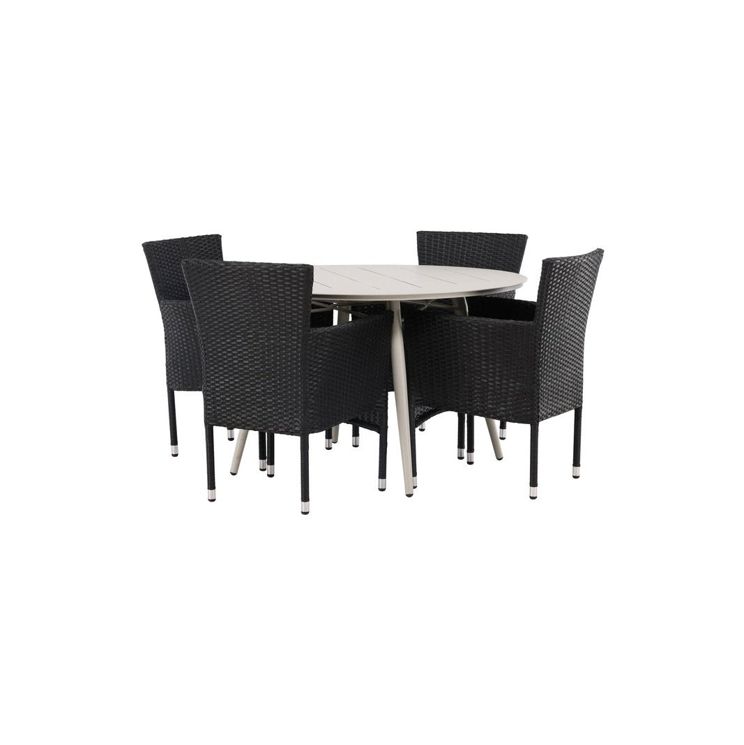 Lina spisebord Rundt120 cm + Malina spisestoler Venture Design Spisegruppe