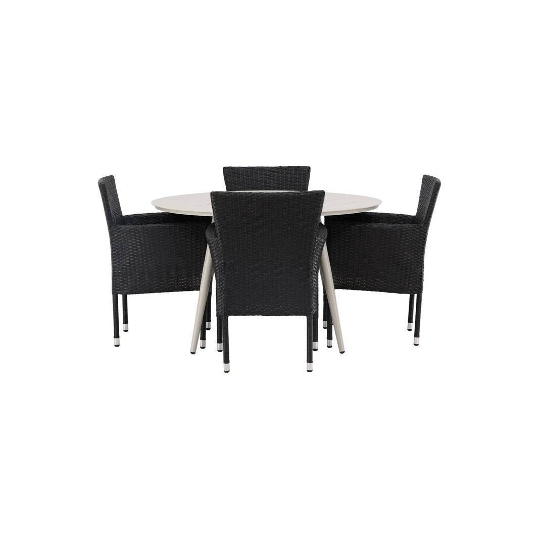 Lina spisebord Rundt120 cm + Malina spisestoler Venture Design Spisegruppe