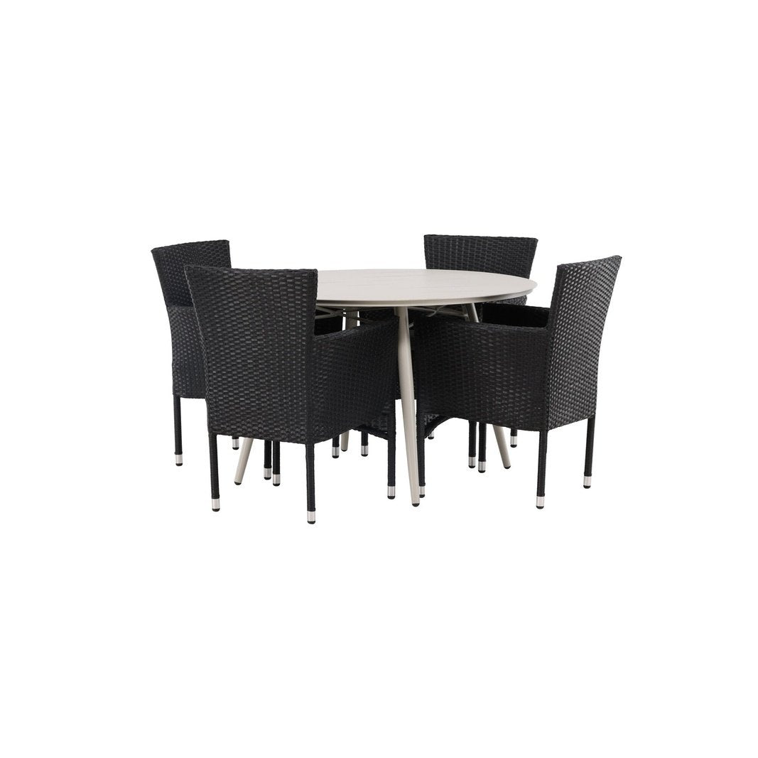 Lina spisebord Rundt120 cm + Malina spisestoler Venture Design Spisegruppe