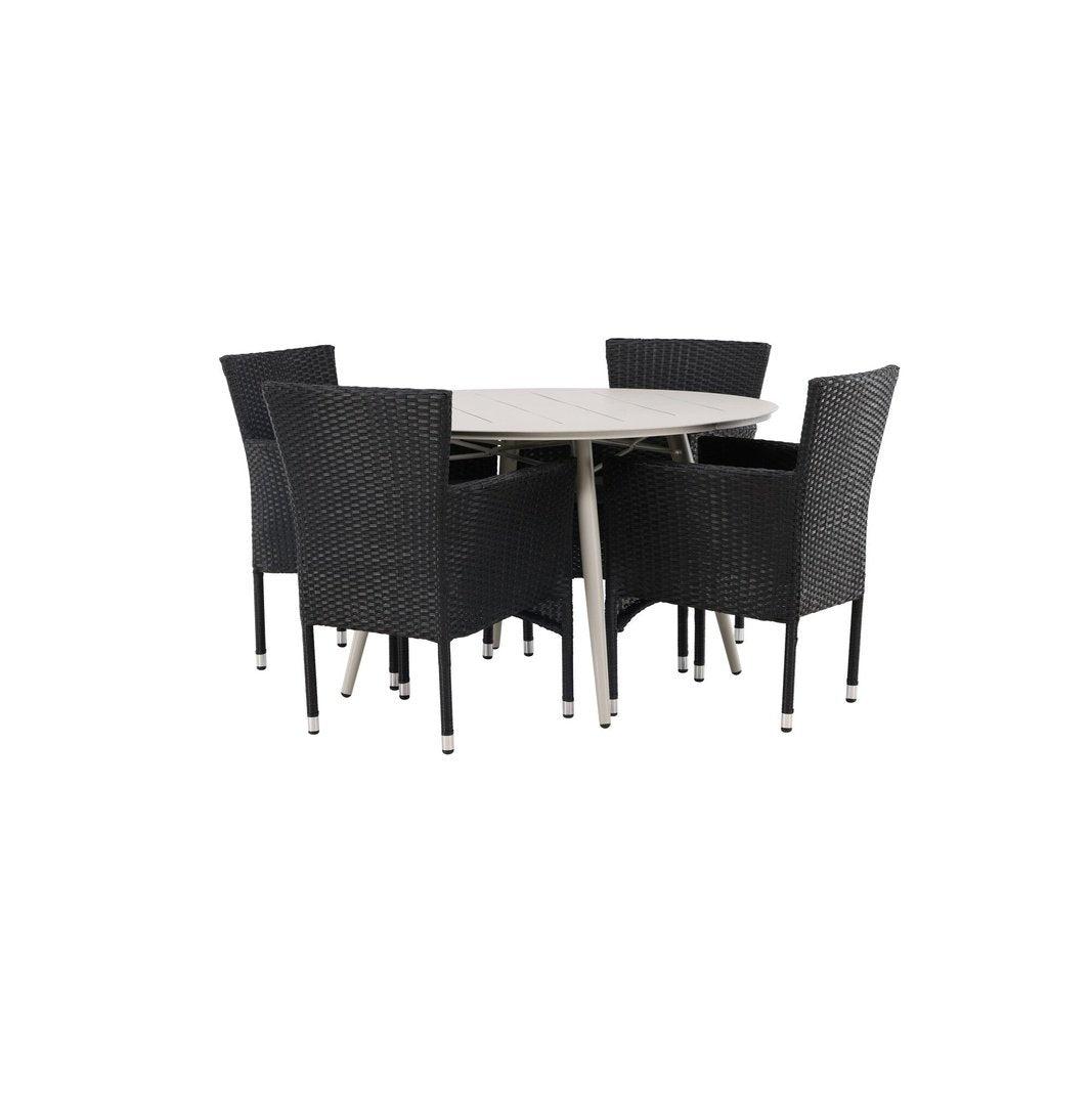 Lina spisebord Rundt120 cm + Malina spisestoler Venture Design Spisegruppe