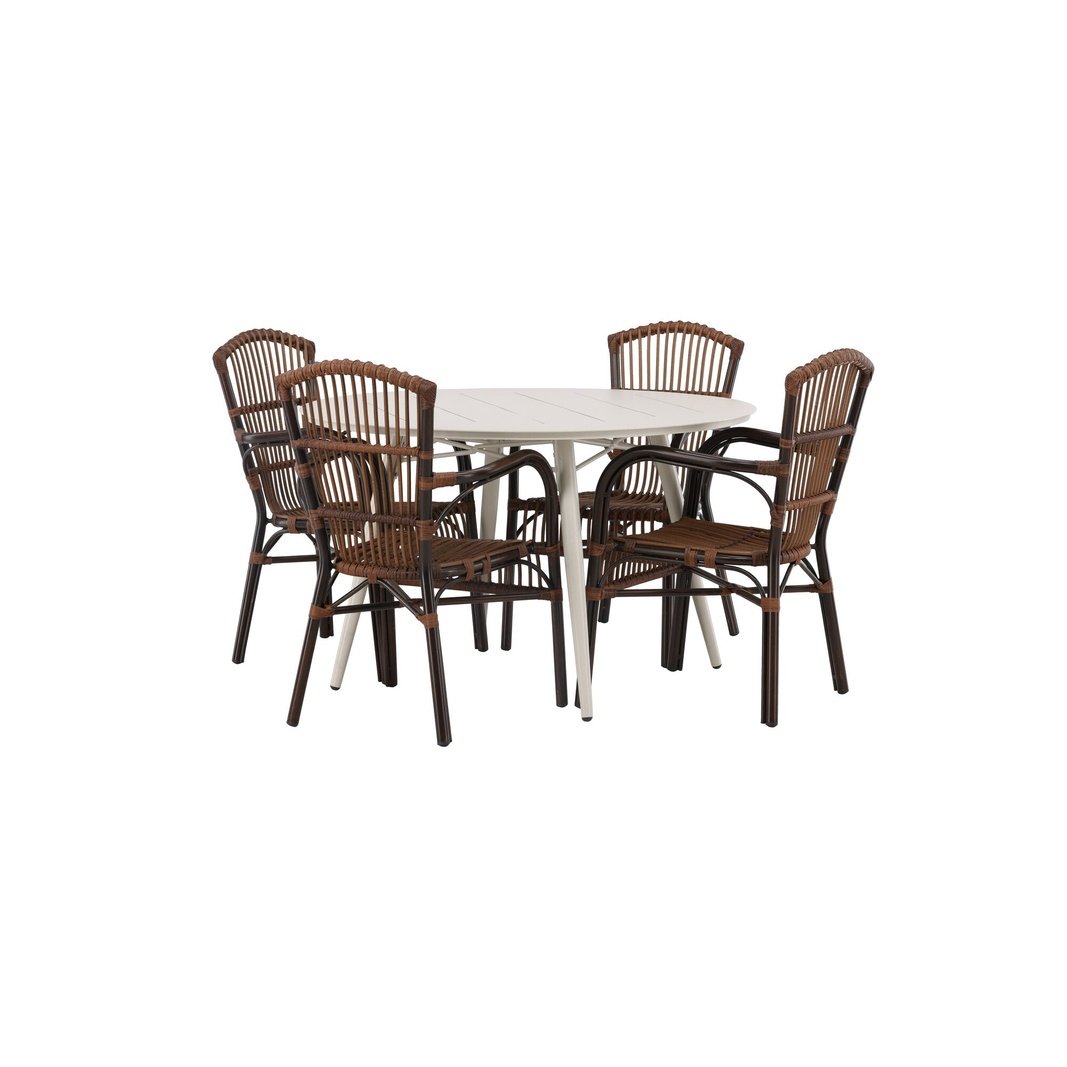 Lina Spisebord Rundt120 cm + Galera spisestoler Venture Design Spisegruppe