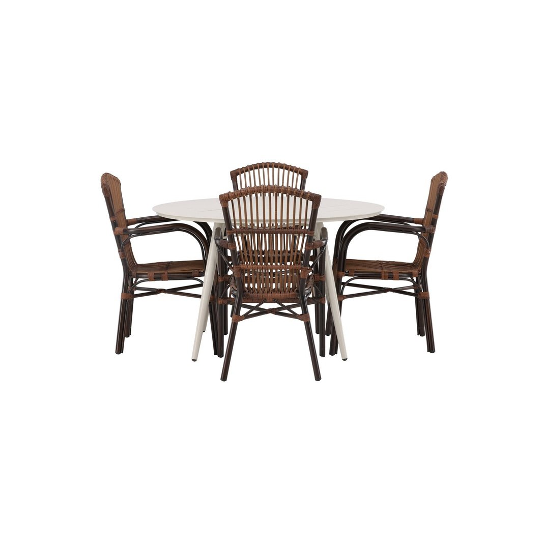 Lina Spisebord Rundt120 cm + Galera spisestoler Venture Design Spisegruppe