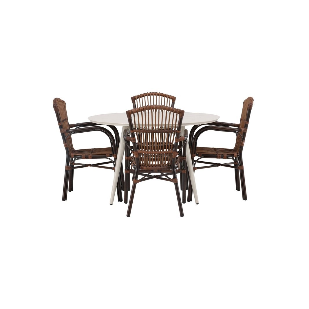Lina Spisebord Rundt120 cm + Galera spisestoler Venture Design Spisegruppe