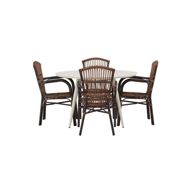 Lina Spisebord Rundt120 cm + Galera spisestoler Venture Design Spisegruppe