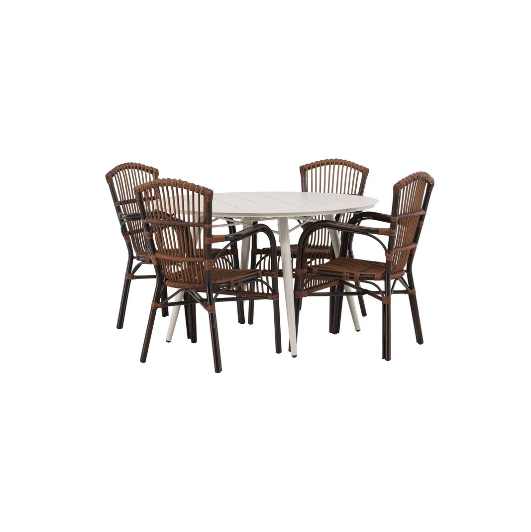 Lina Spisebord Rundt120 cm + Galera spisestoler Venture Design Spisegruppe