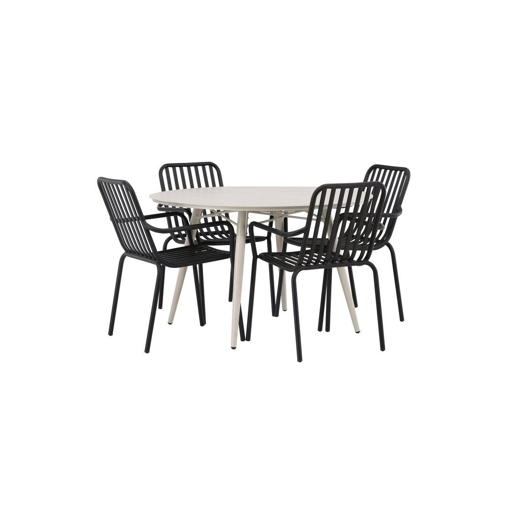 Lina Spisebord Rundt120 cm + Peking spisestoler Venture Design Spisegruppe
