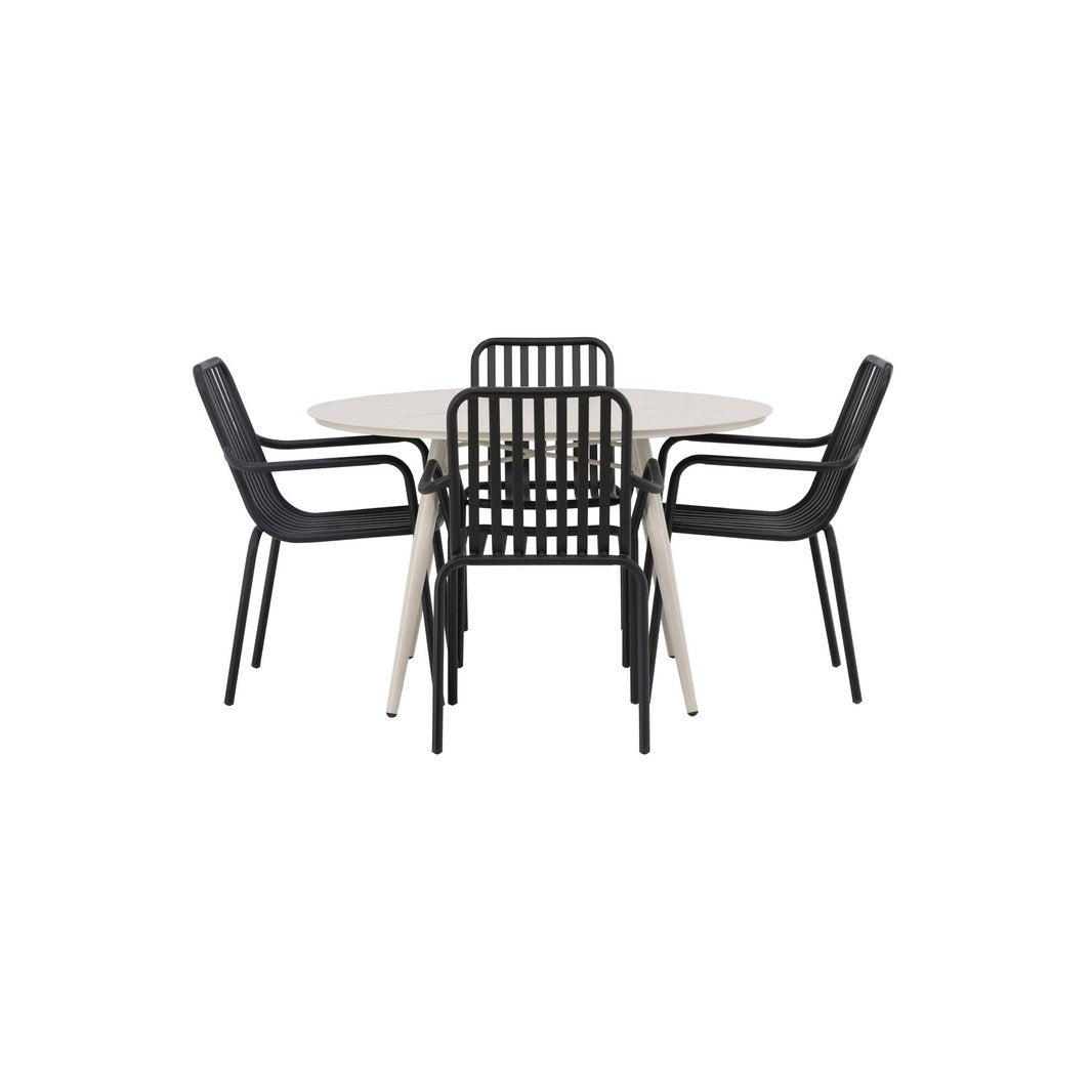Lina Spisebord Rundt120 cm + Peking spisestoler Venture Design Spisegruppe